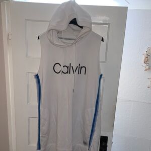 Calvin Klein White and Blue Midi Dress